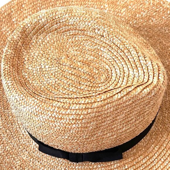 Ace of Something Women’s Wide Brim Straw Sun Hat with Black Ribbon